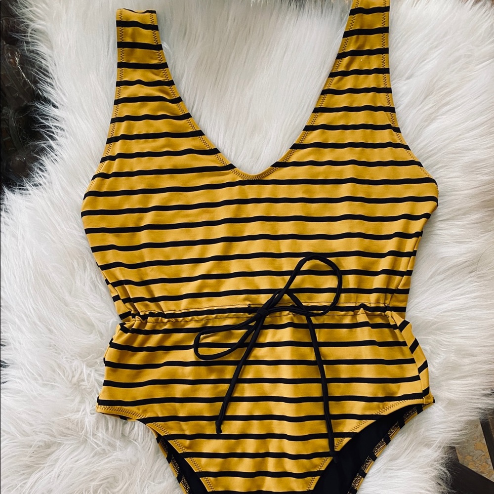 Solid & Striped Michelle Tie-Detailed one piece Striped Swimsuit